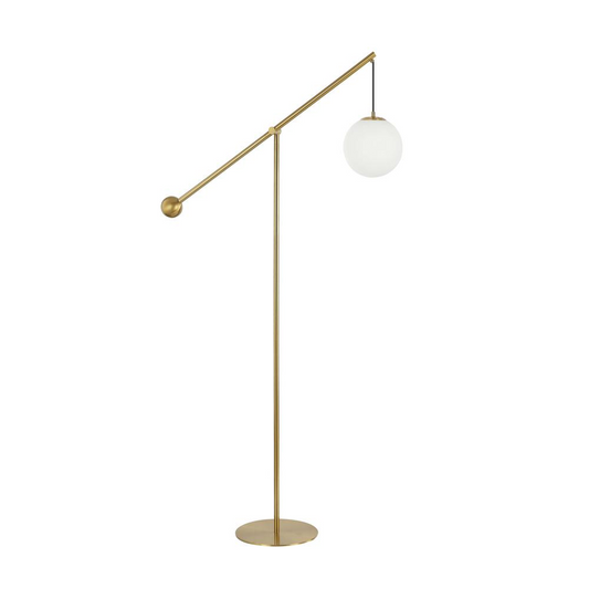 1LT Incandescent Floor Lamp, AGB, Opal Glass