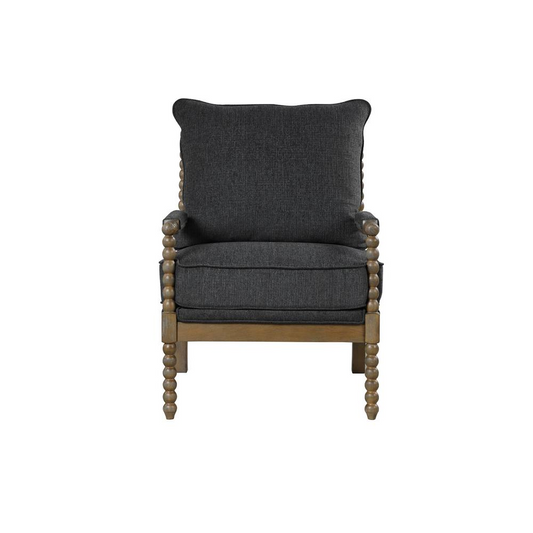 Jewell Fabric Accent Chair Charcoal, Natural Oak Frame