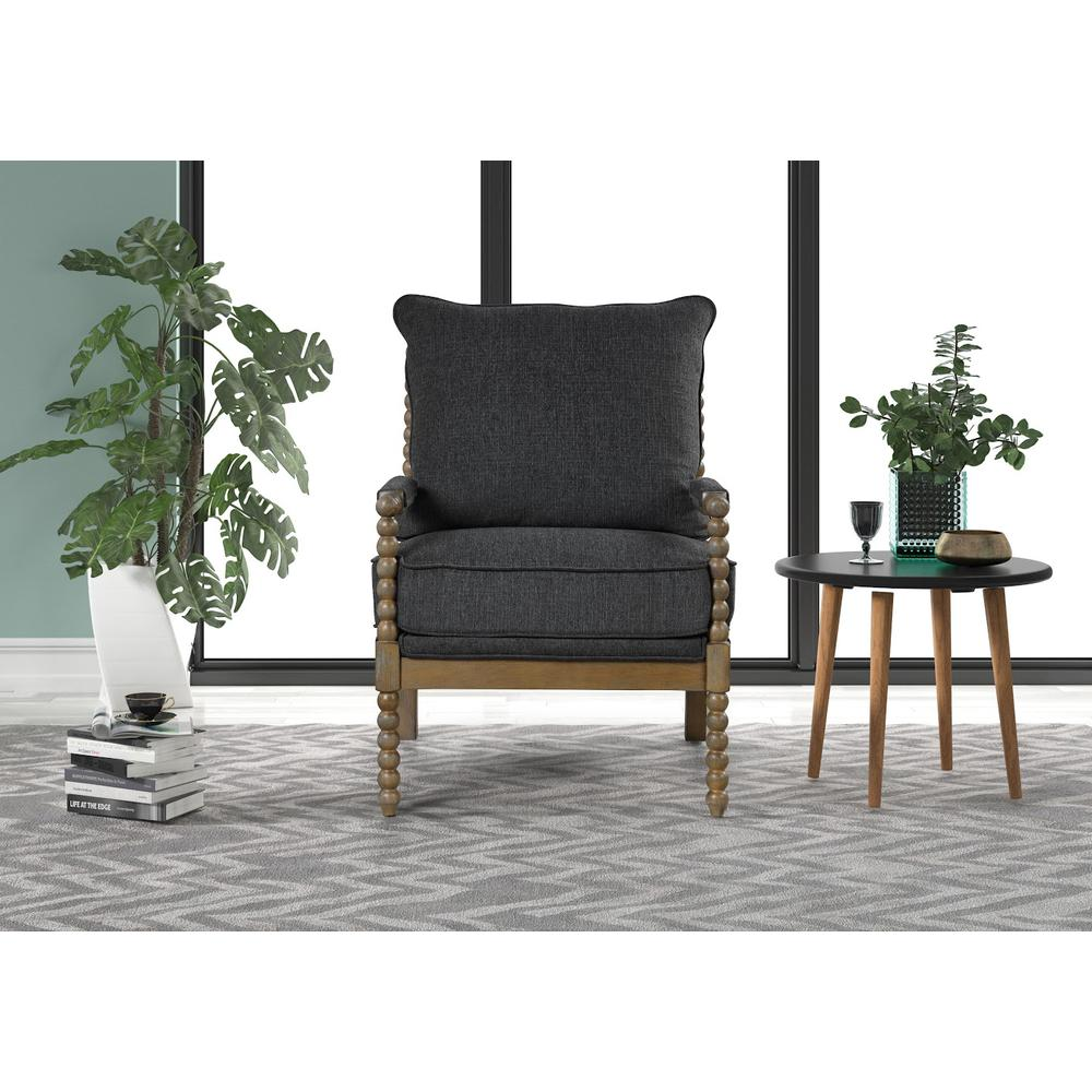 Jewell Fabric Accent Chair Charcoal, Natural Oak Frame