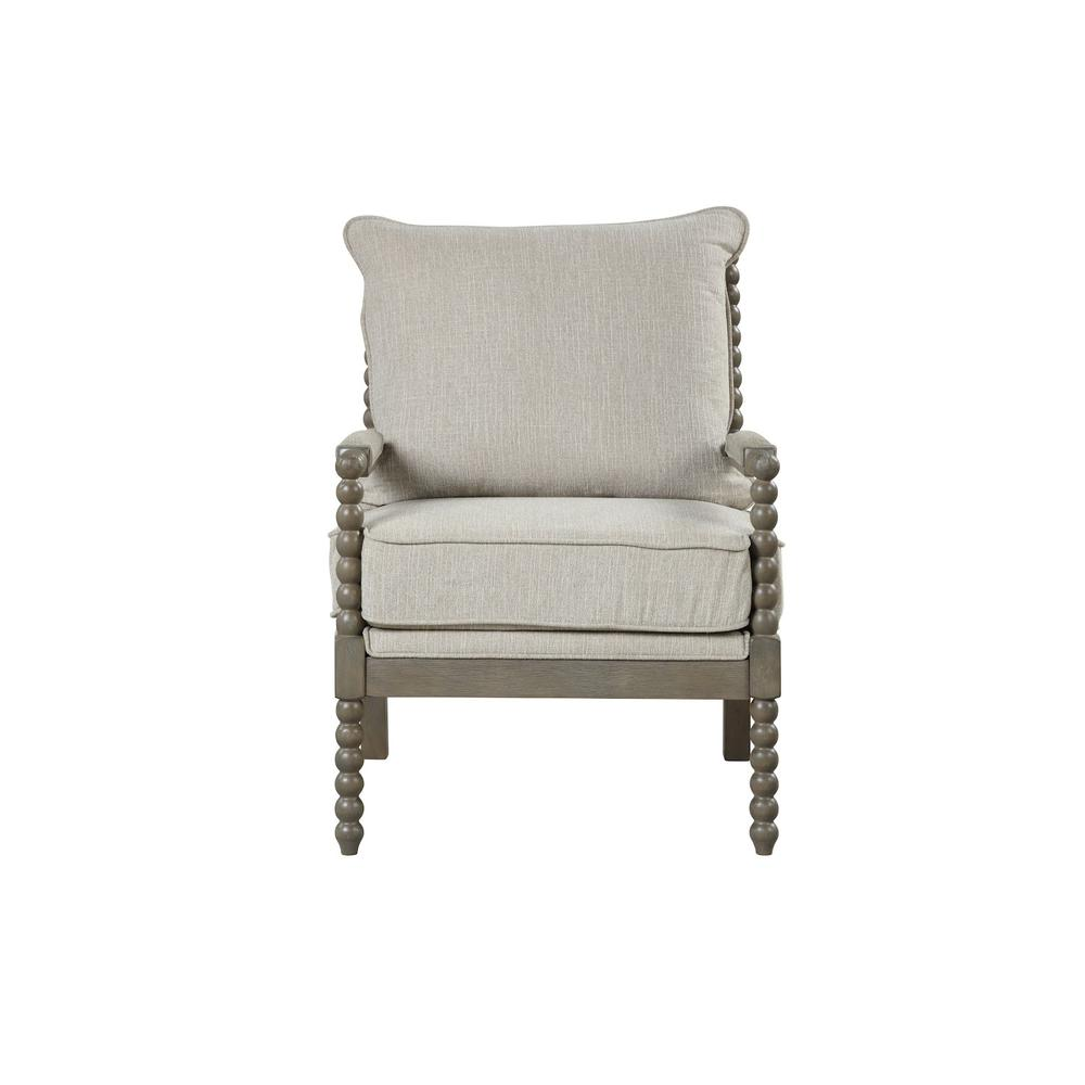 Jewell Fabric Accent Chair Beige, Antique Grey Frame