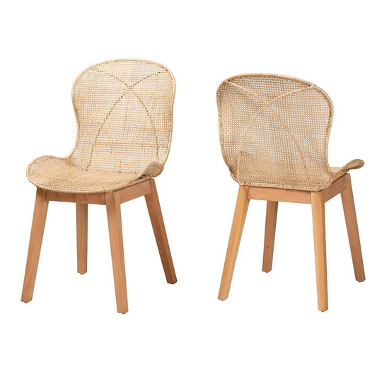 Rattan 2-Piece Dining Chair Set