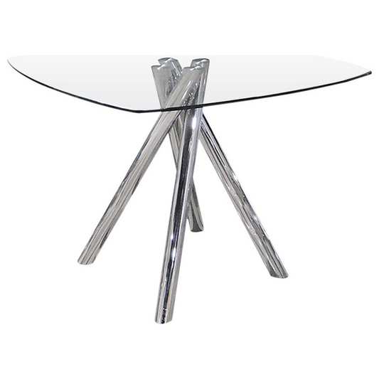 Best Master Contemporary Glass Dining Table in Chrome