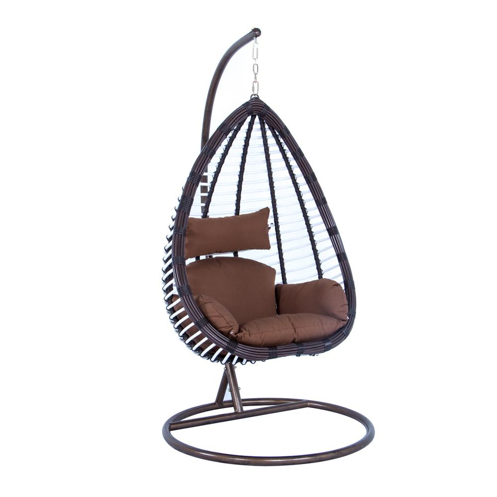 LeisureMod Wicker Hanging Egg Swing Chair Indoor Outdoor Use ESC38BR