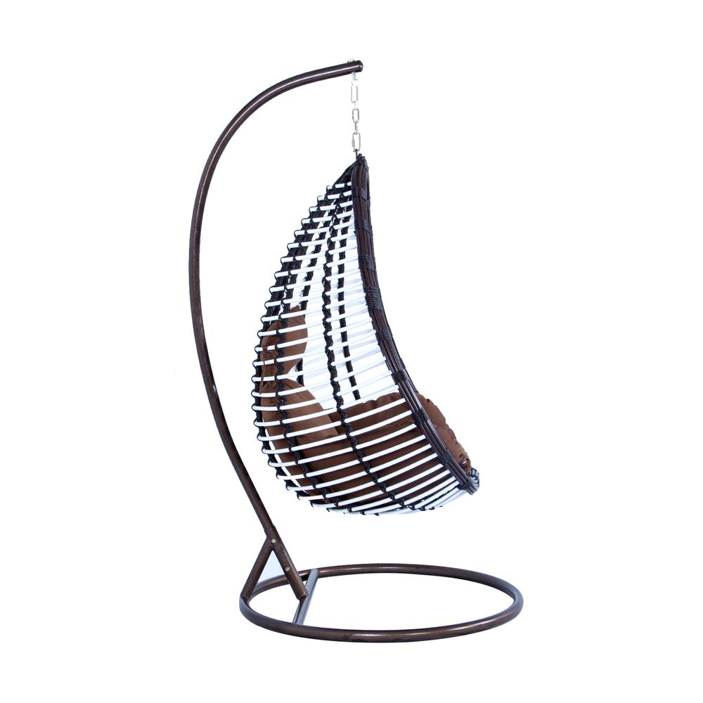 LeisureMod Wicker Hanging Egg Swing Chair Indoor Outdoor Use ESC38BR