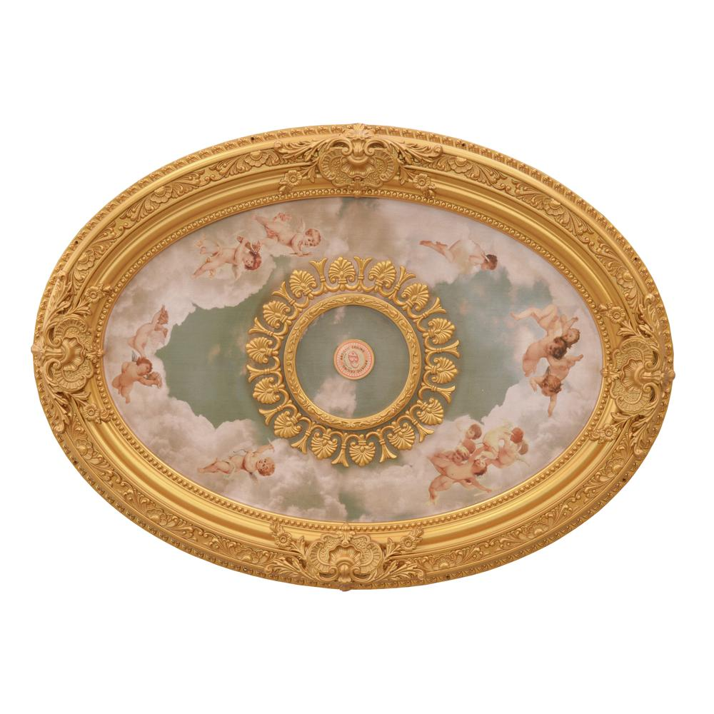 Cherubs Sky Oval Chandelier Ceiling Medallion 44in