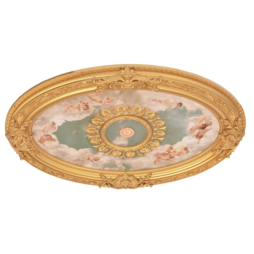 Cherubs Sky Oval Chandelier Ceiling Medallion 44in