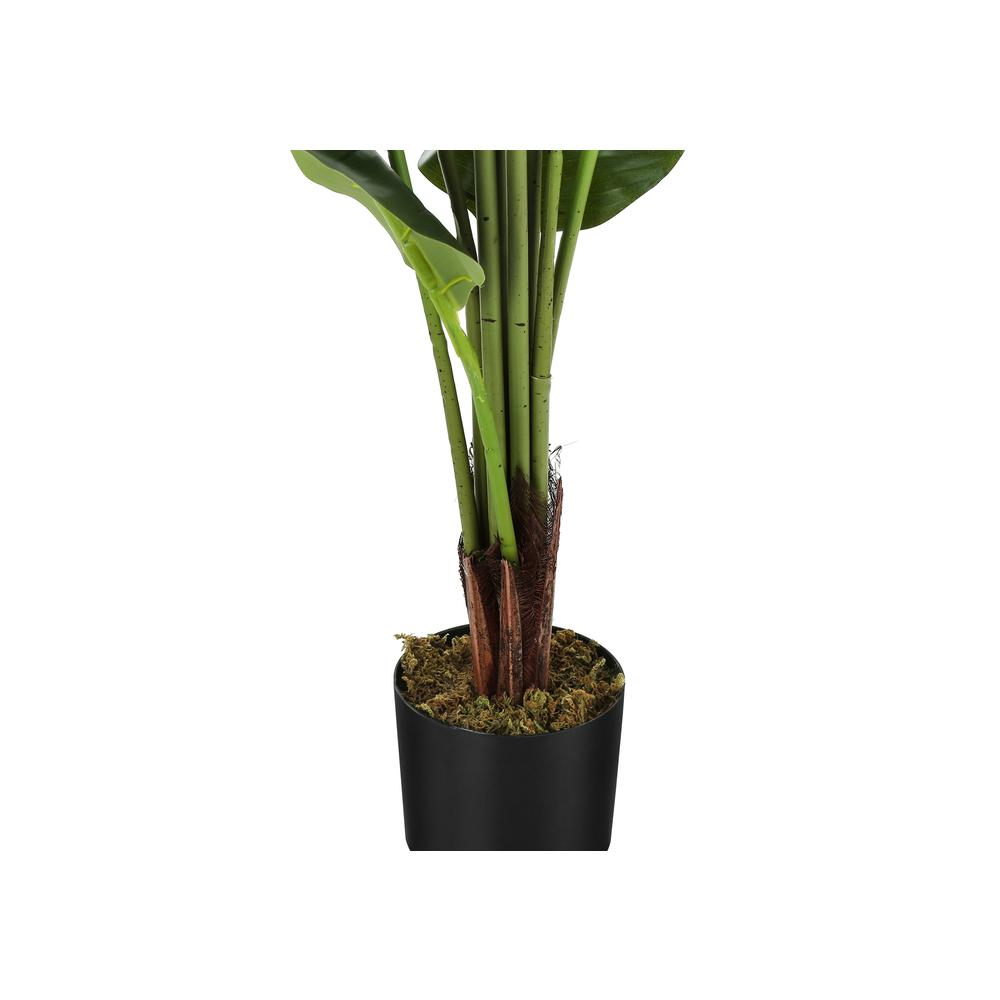 Artificial Plant, 59" Tall, Strelitzia Tree, Decorative, Green Leaves, Black Pot