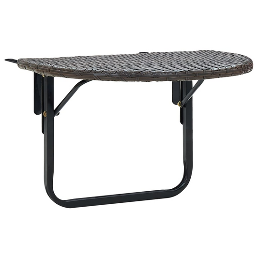 vidaXL Balcony Table Brown 23.6"x23.6"x15.7" Poly Rattan