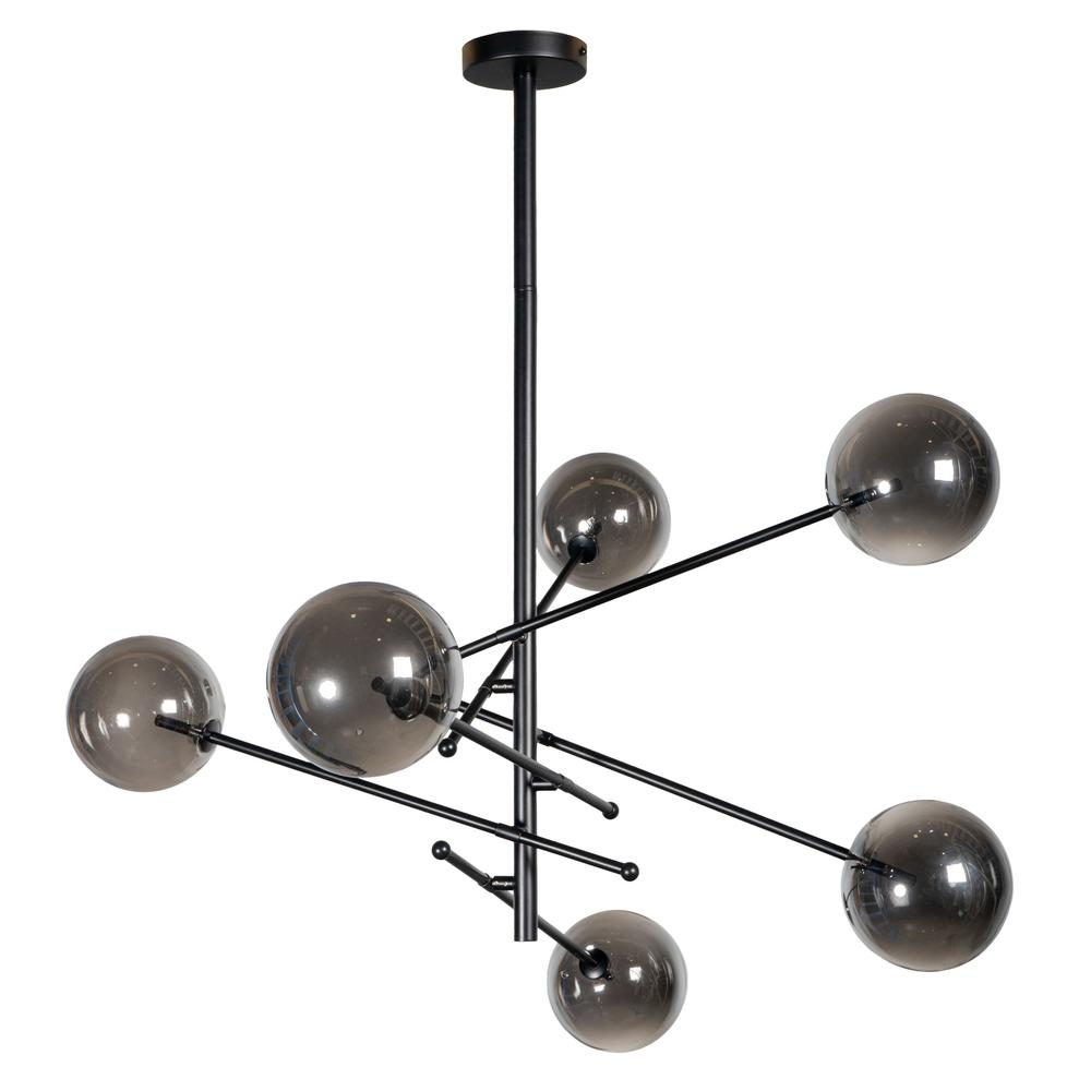 Javier 6 Light Black Metal and Glass Sputnik Chandelier