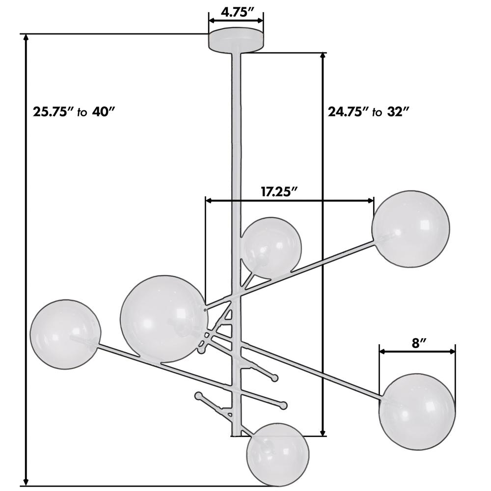 Javier 6 Light Black Metal and Glass Sputnik Chandelier