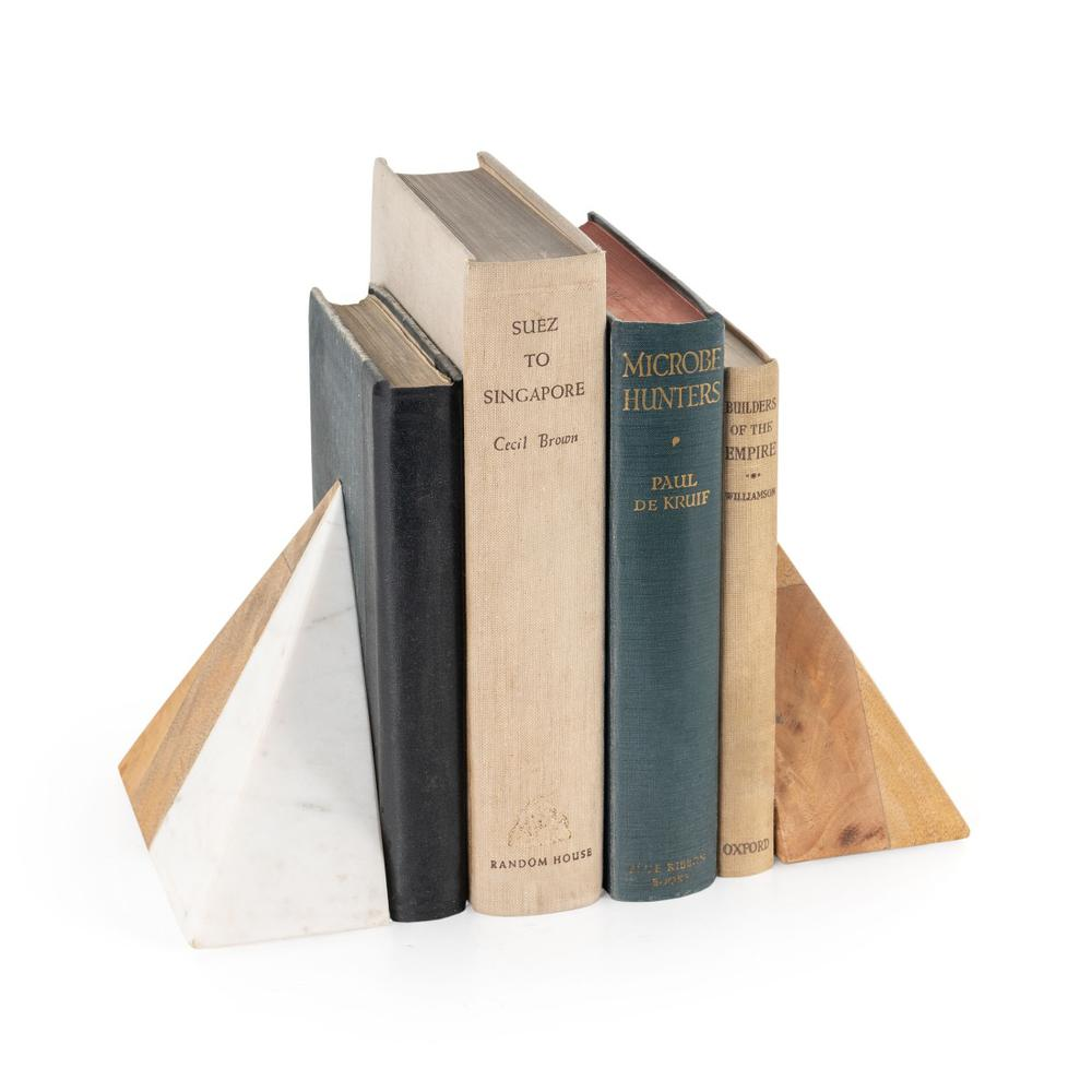 Zahara Wood and Marble Bookends, Set of 2