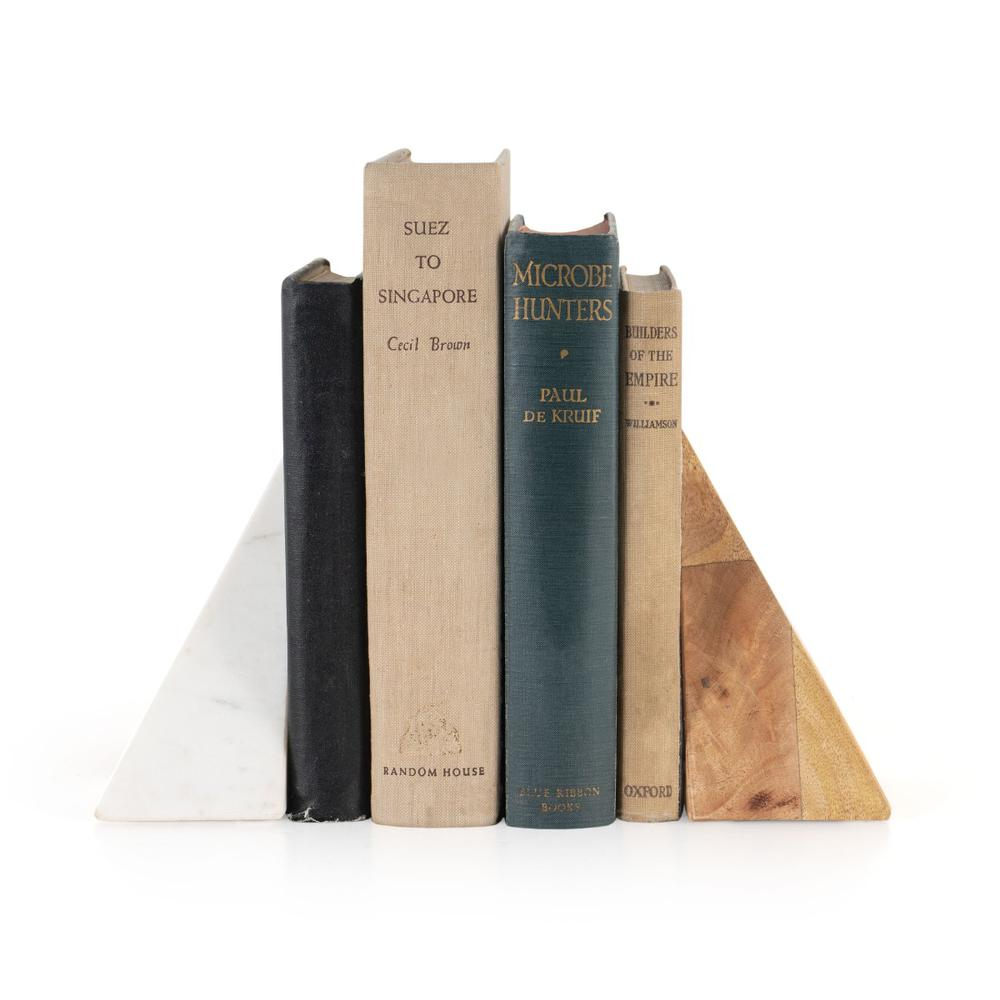 Zahara Wood and Marble Bookends, Set of 2