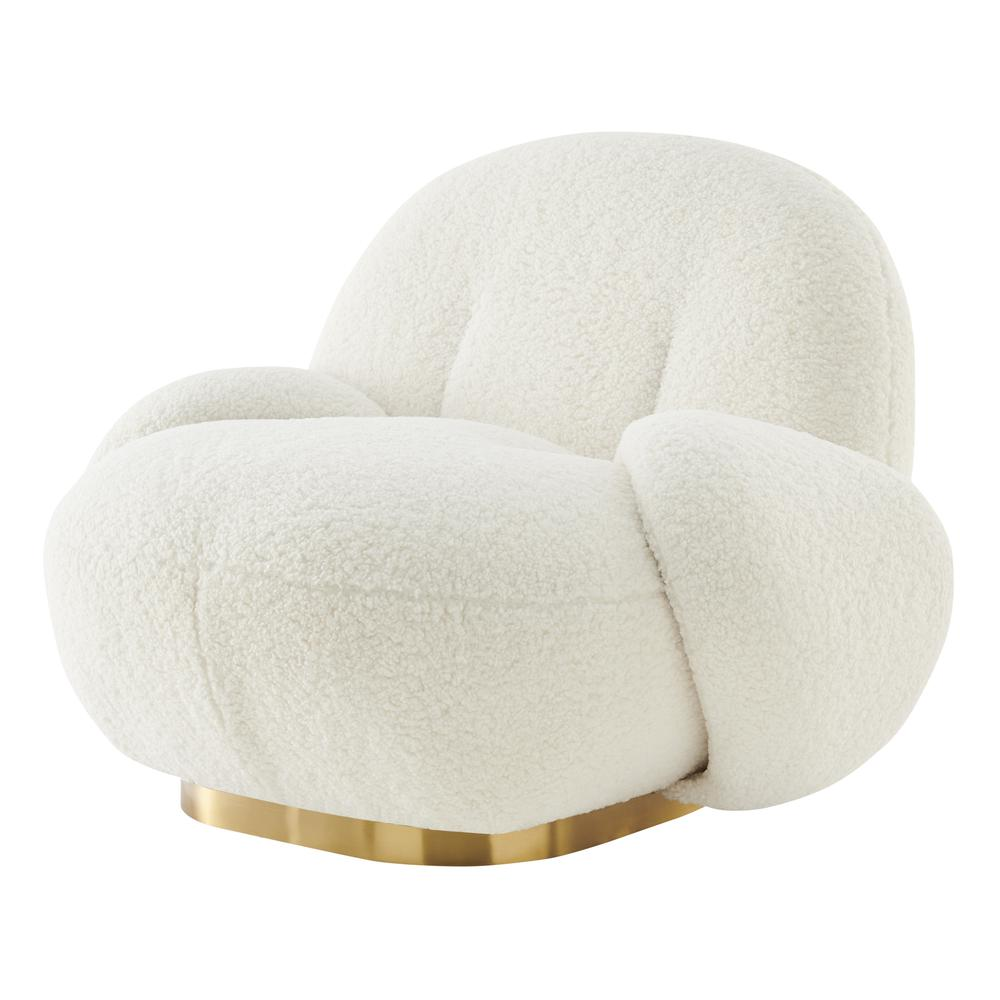 Claudia Faux Shearling w/ Gold Base Swivel Accent Chair