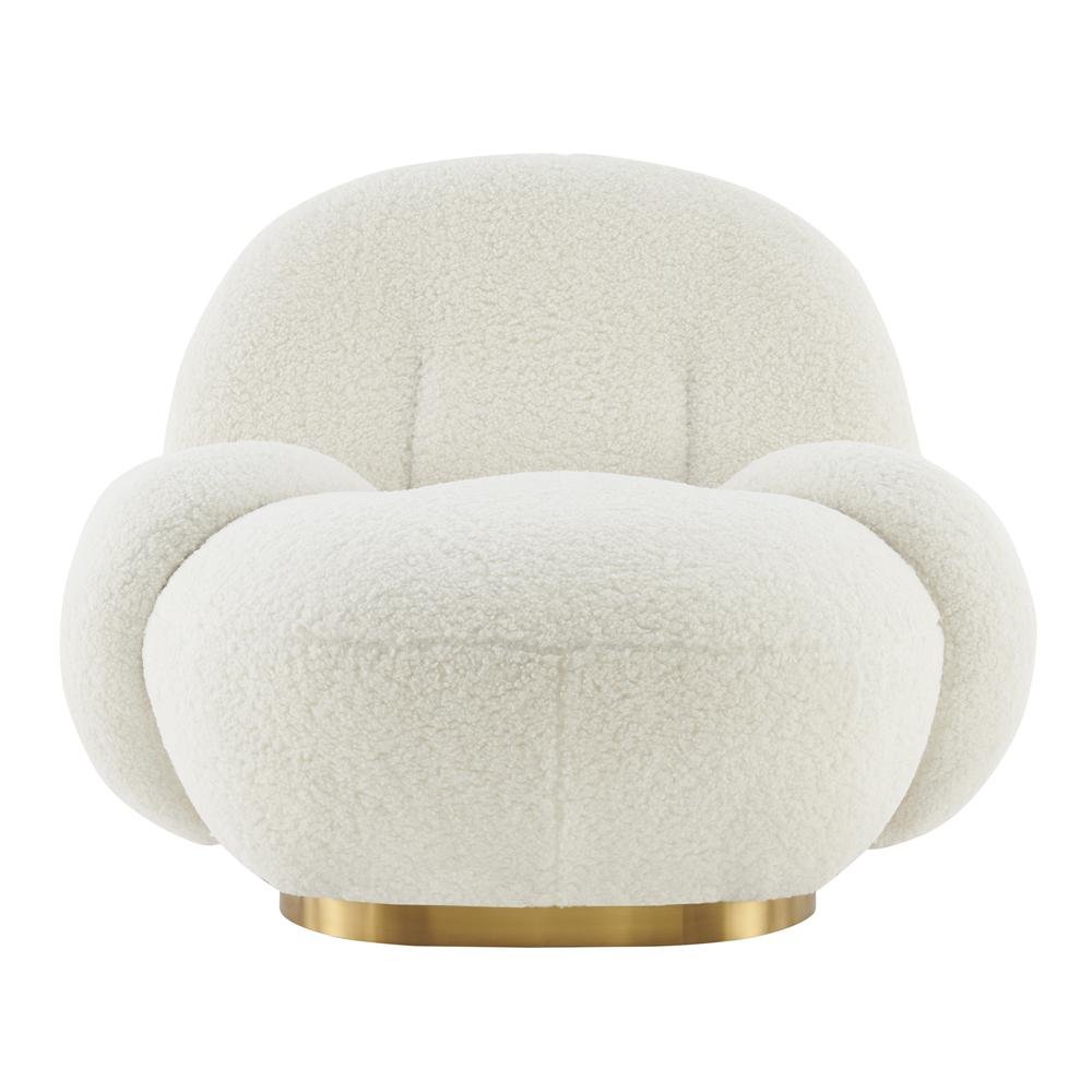 Claudia Faux Shearling w/ Gold Base Swivel Accent Chair