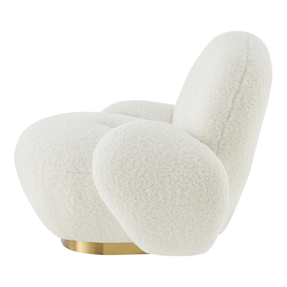 Claudia Faux Shearling w/ Gold Base Swivel Accent Chair