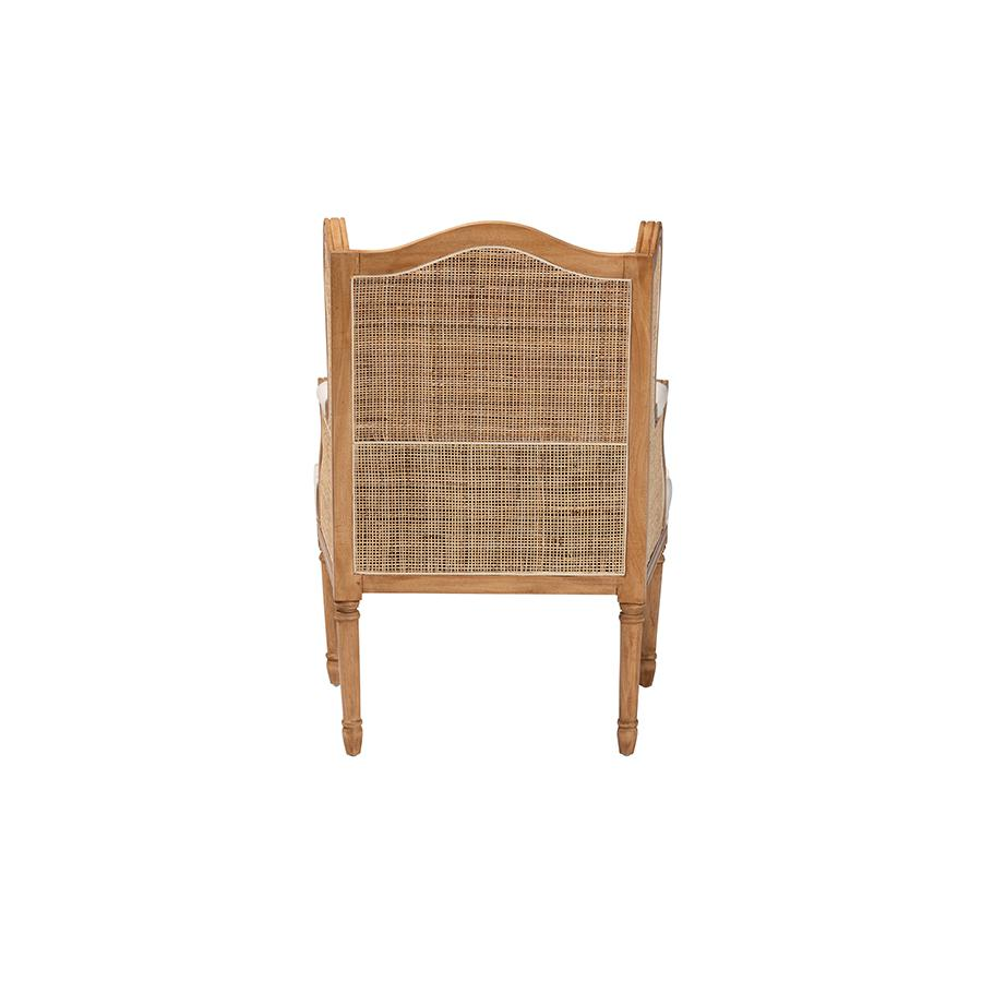 Rachana Traditional French Beige Fabric and Honey Oak Finished Wood Accent Chair