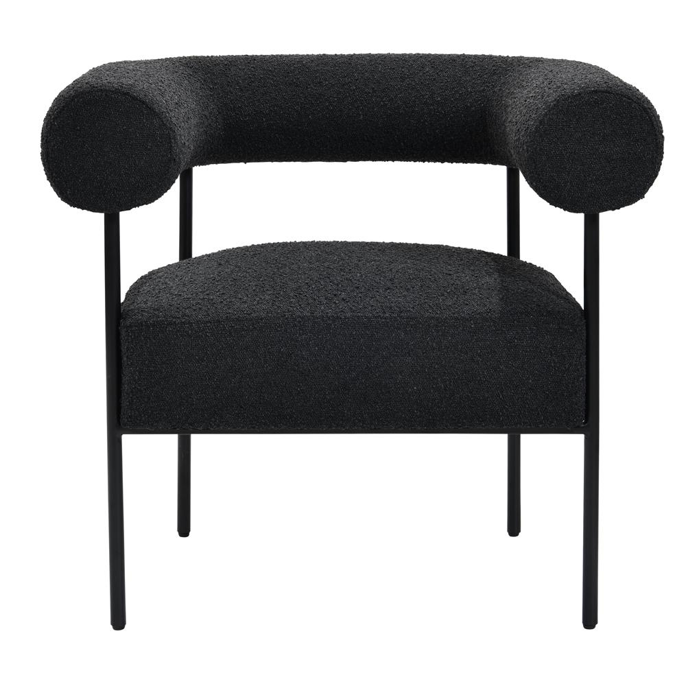 Shena Black Boucle Fabric with Black Leg Accent Chair