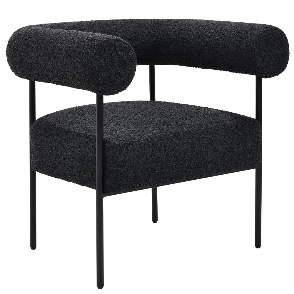 Shena Black Boucle Fabric with Black Leg Accent Chair