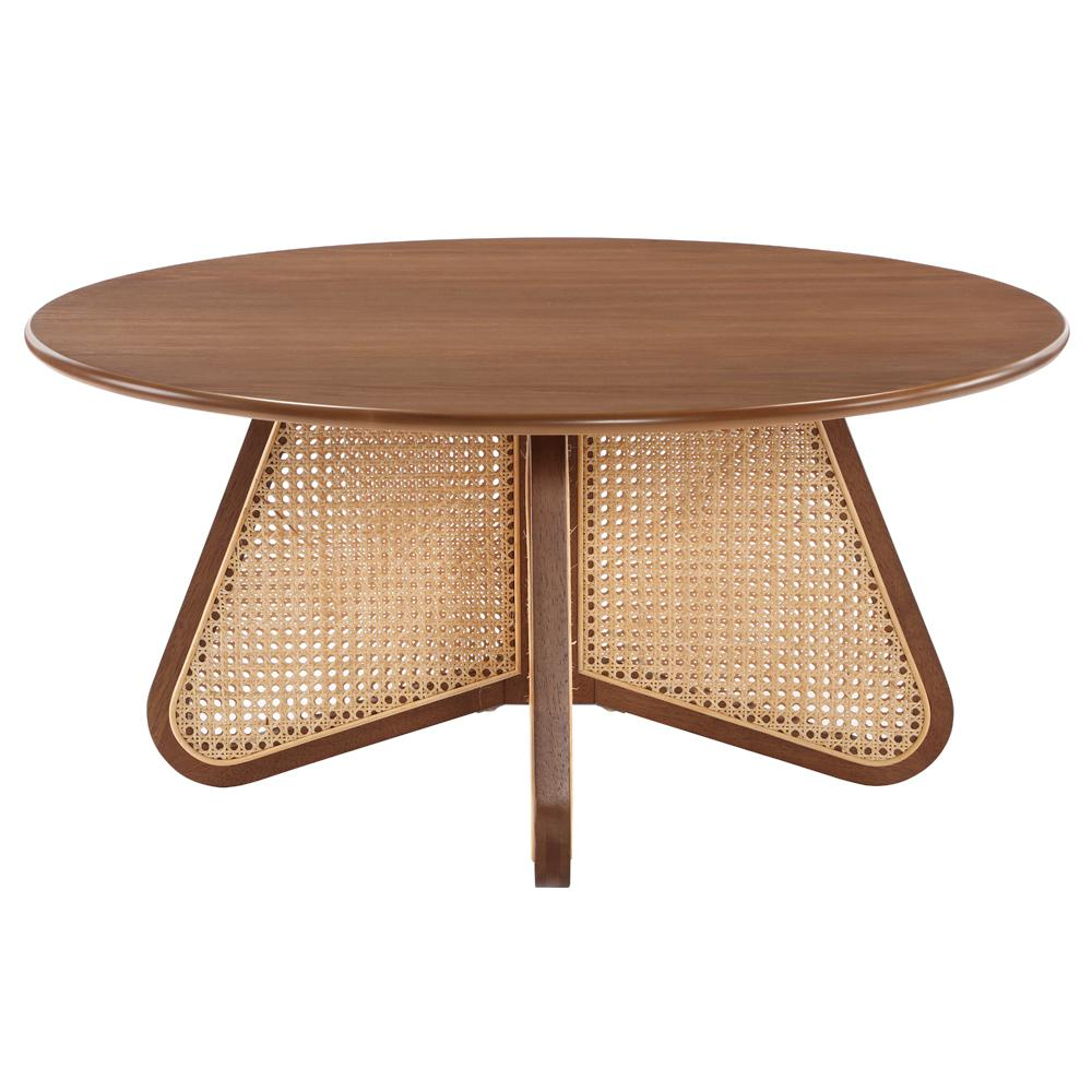 Taiwo Walnut Rattan Coffee Table