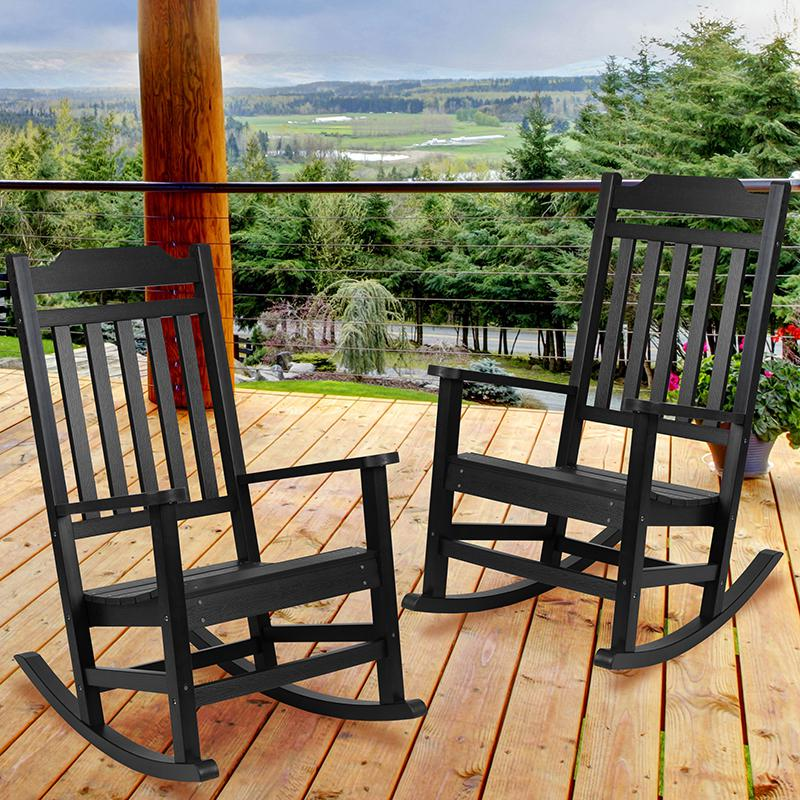 Set of 2 Winston All-Weather Rocking Chair in Black Faux Wood