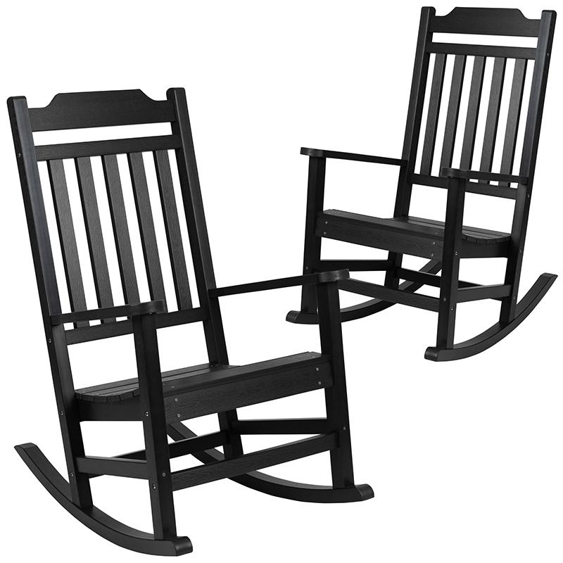 Set of 2 Winston All-Weather Rocking Chair in Black Faux Wood