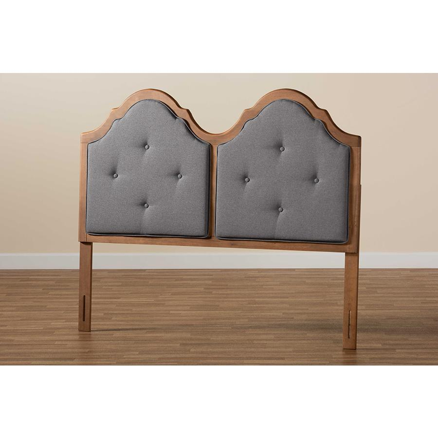 Dark Grey and Walnut Brown Finished Wood Queen Size Arched Headboard