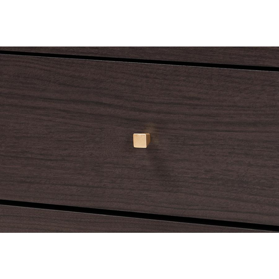 Cormac Espresso Brown Finished Wood and Gold Metal 8-Drawer Dresser