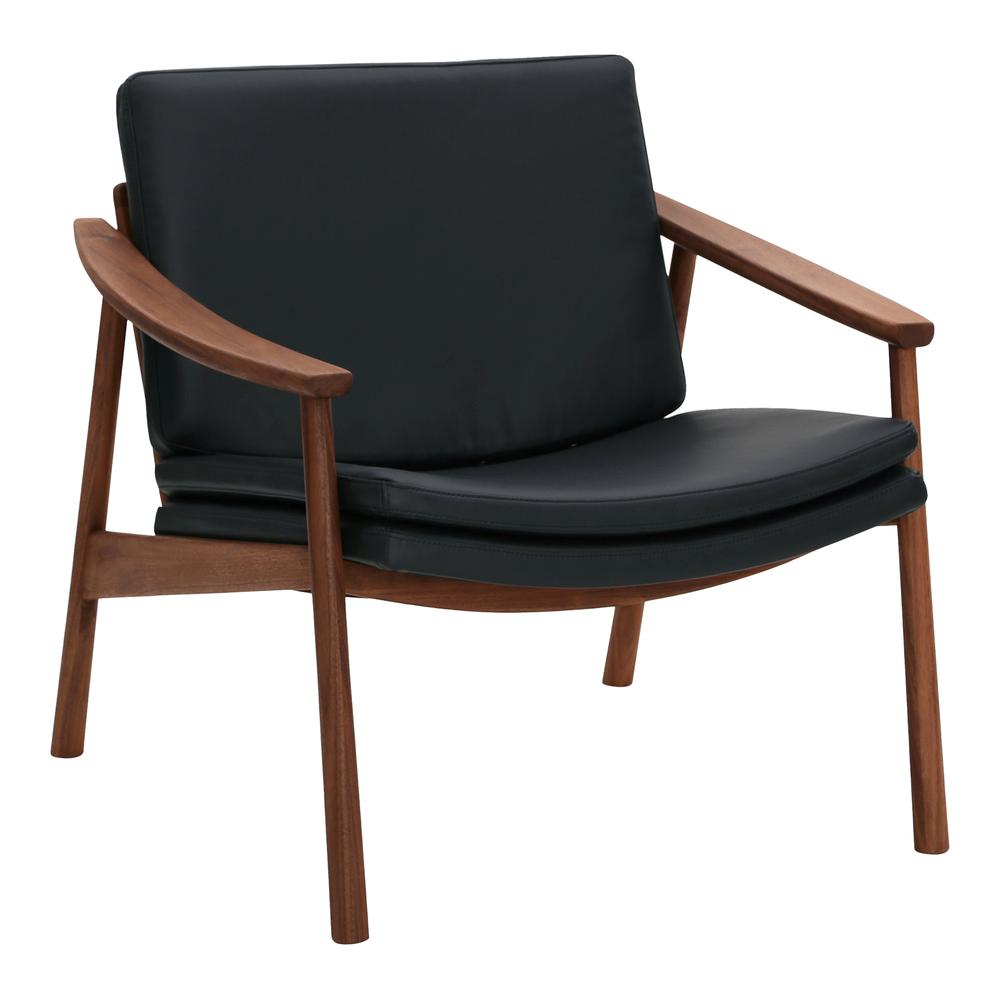 Harlowe Leather Lounge Chair Pebbled Black