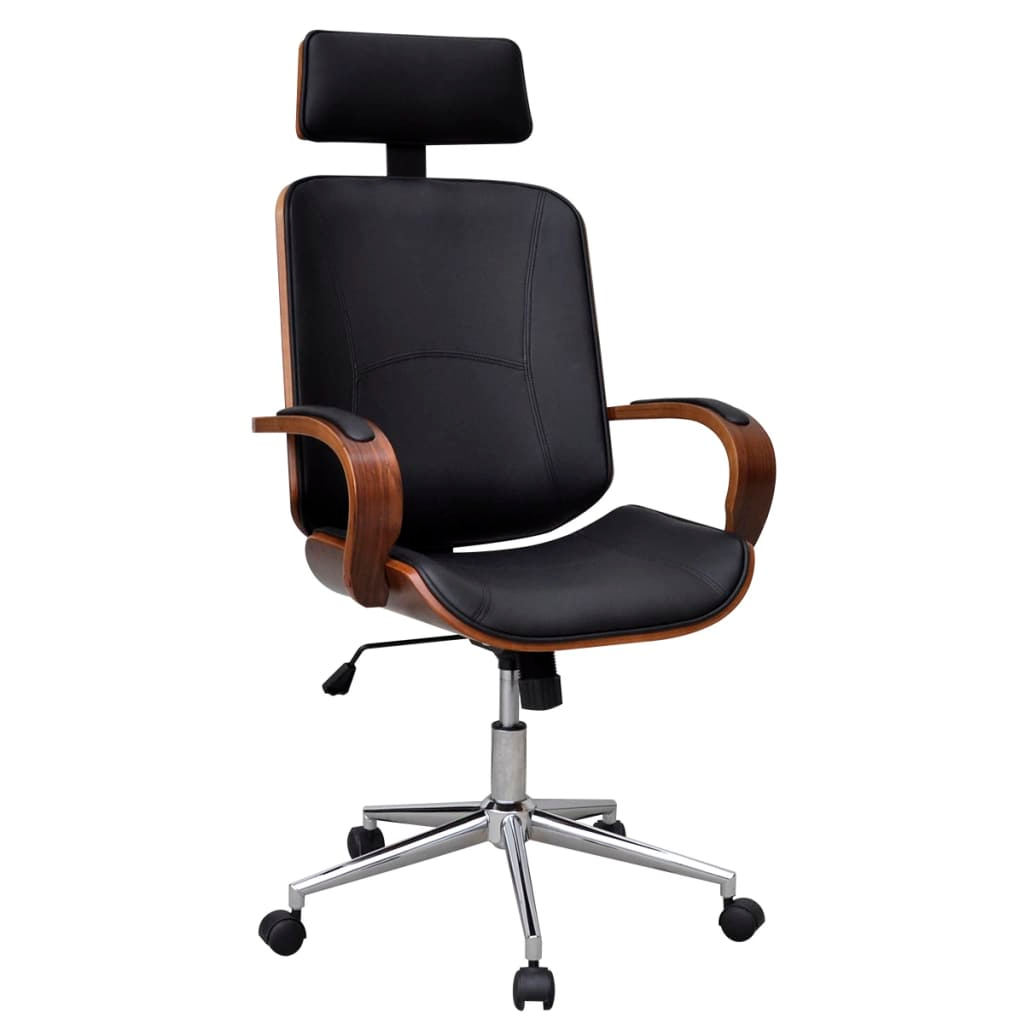 vidaXL Swivel Office Chair with Headrest Bentwood Artificial Leather