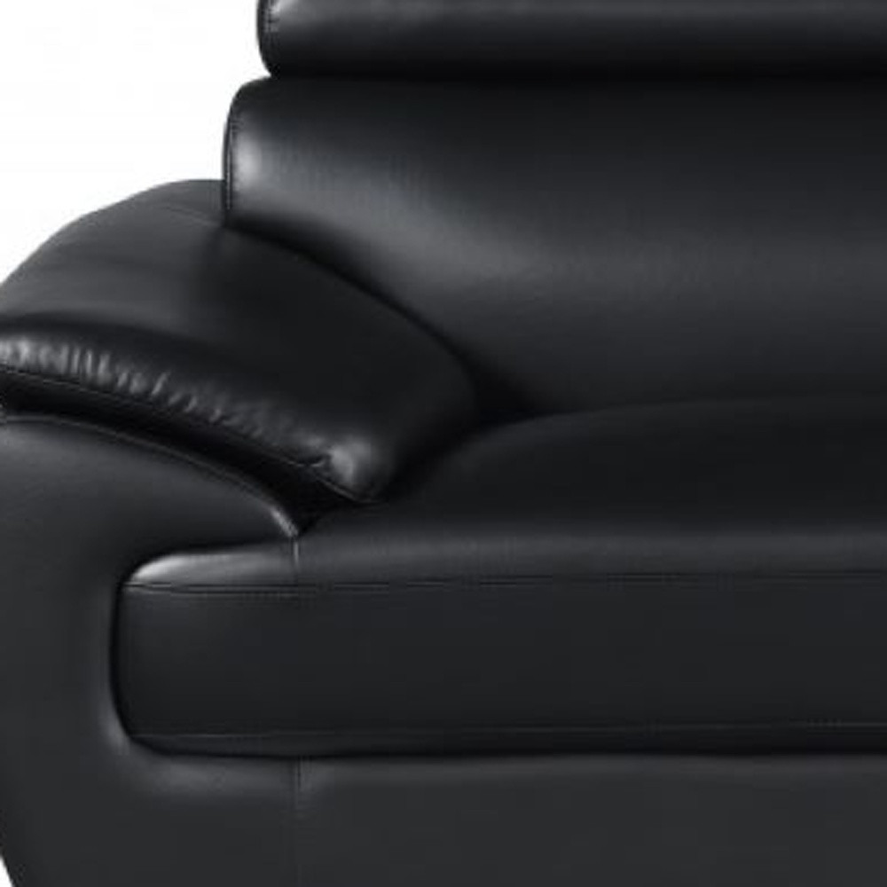 Black Leather And Silver Sofa