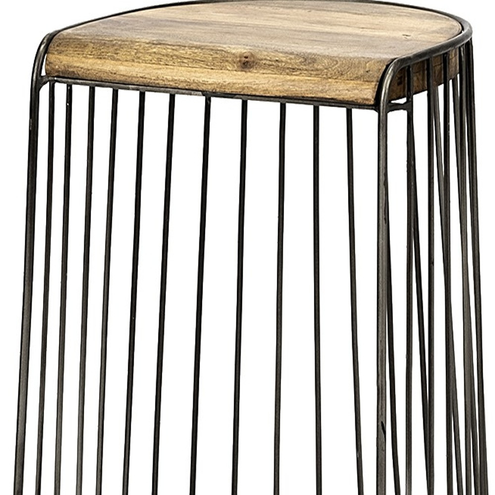 Solid Wood and Iron Bar Stool