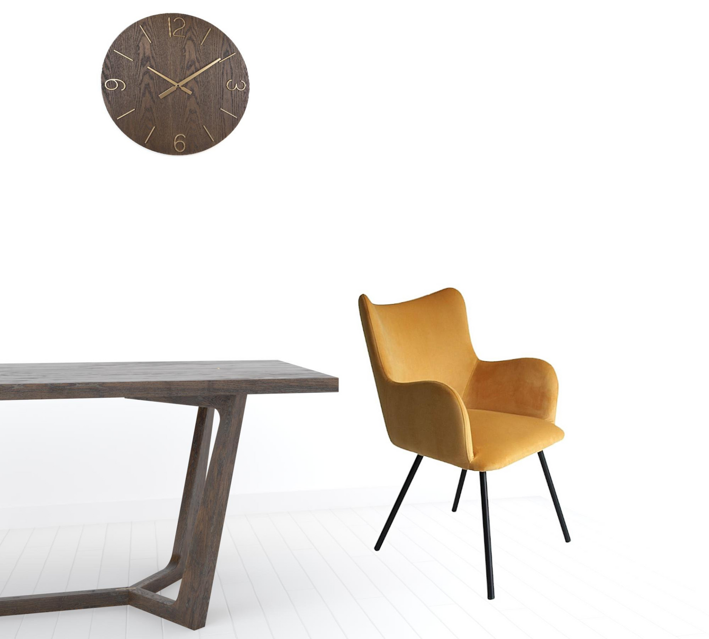 Curvy Mustard Velvet and Black Modern Dining Chair