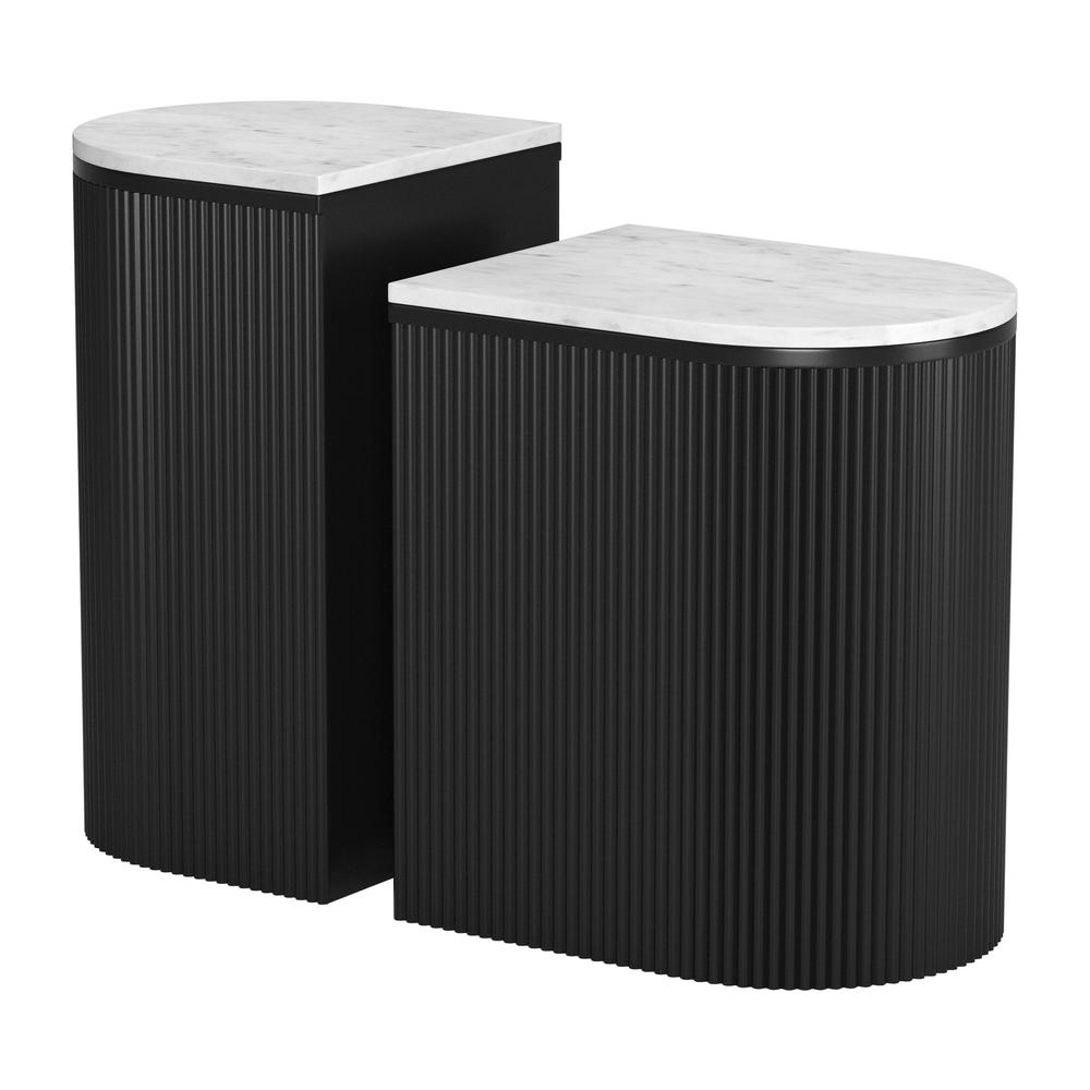 Ormara Side Table Set (2-Piece) White & Black