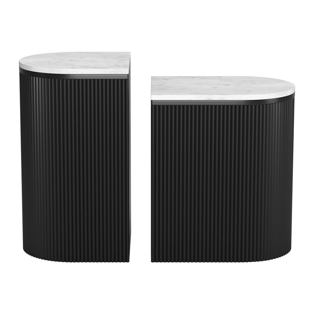 Ormara Side Table Set (2-Piece) White & Black