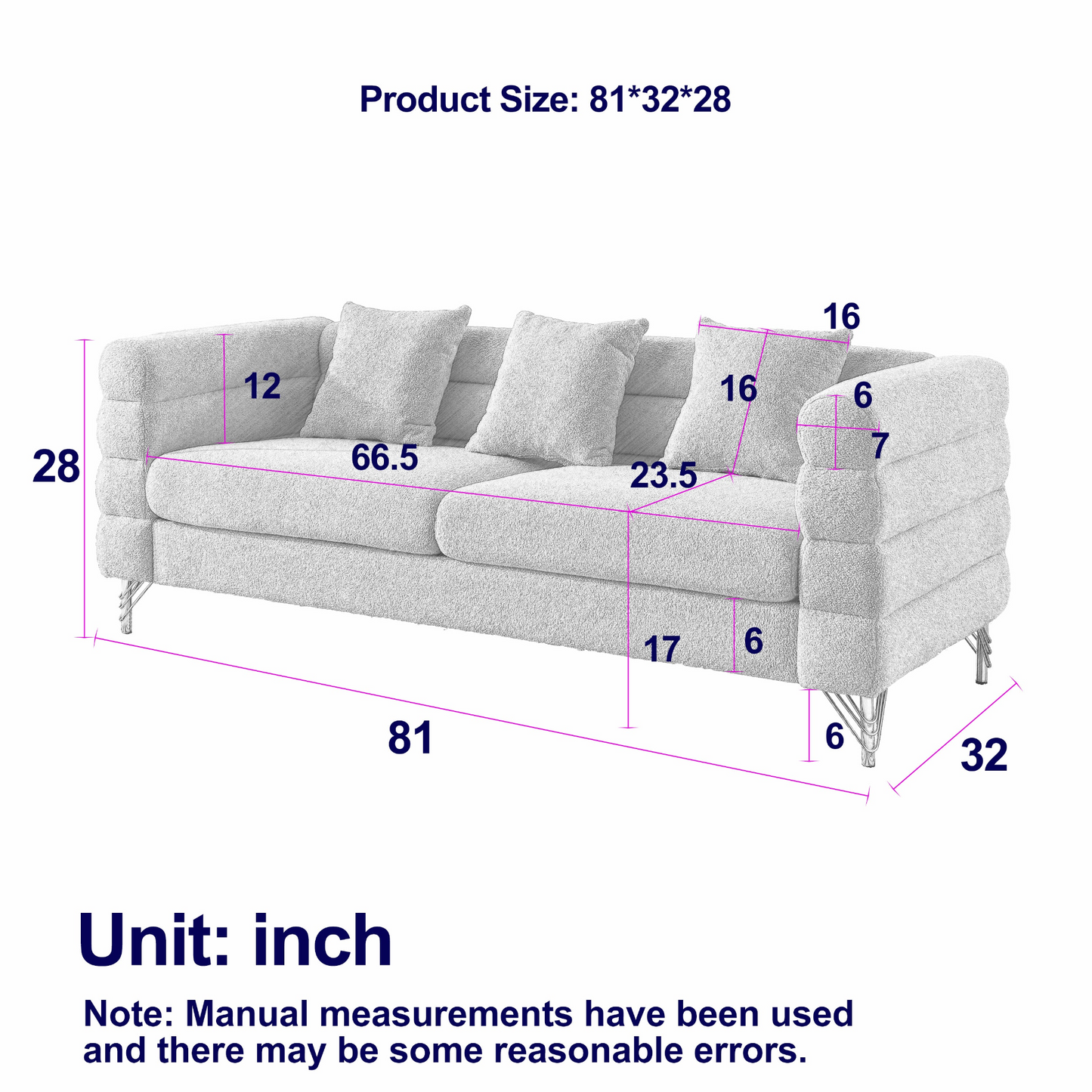 Oversized Deep 3 Seater Sherpa Sectional Sofa