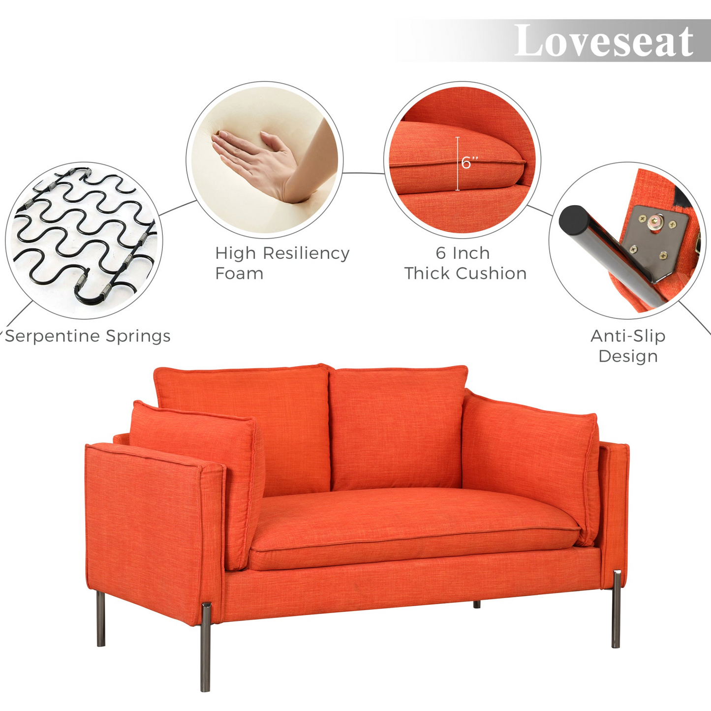 56" Modern Style Sofa Linen Fabric Loveseat Small Love Seats Couch for Small Spaces,Living Room,Apartment