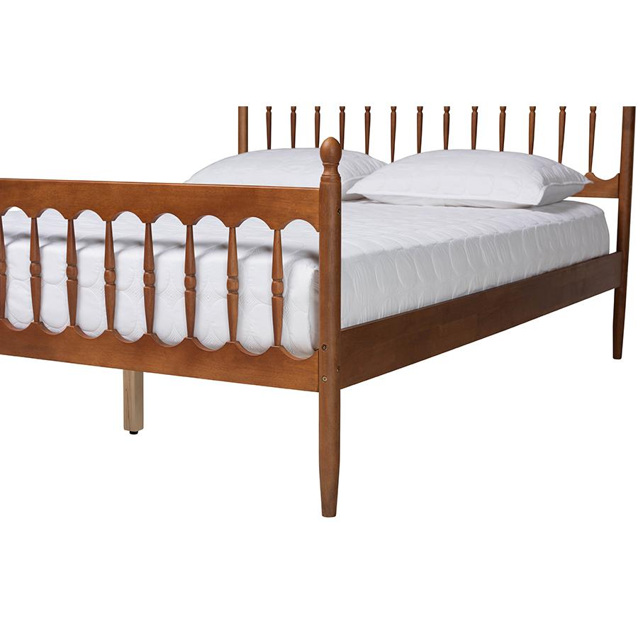 Deance Retro-Modern Walnut Brown Finished Wood Queen Size Platform Bed