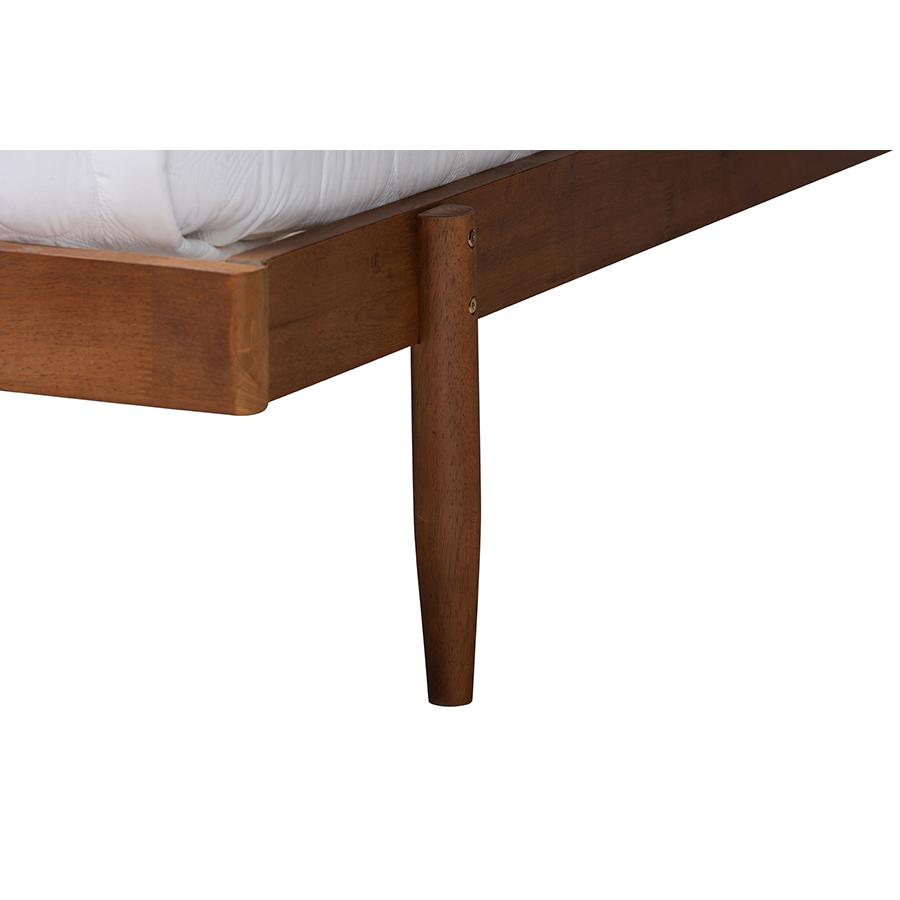 Calderon Retro-Modern Walnut Brown Finished Wood Queen Size Platform Bed