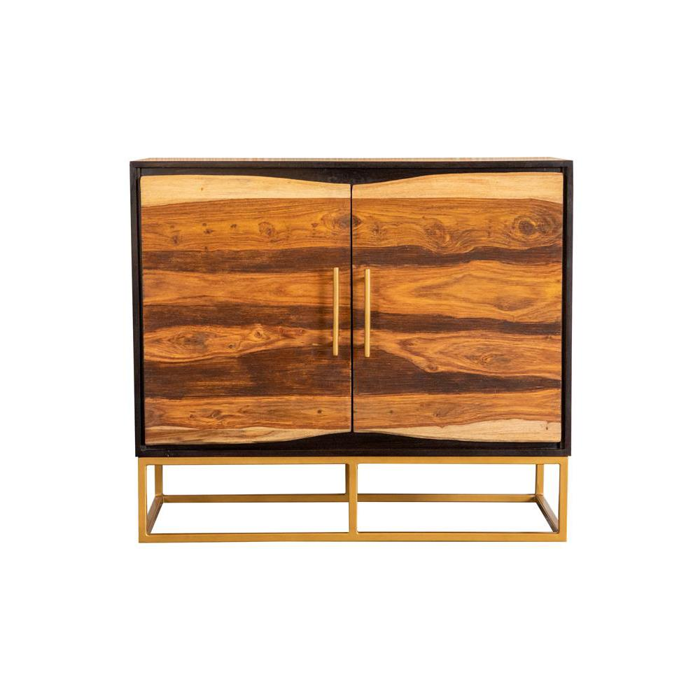 Zara 2-door Accent Cabinet Black Walnut and Gold