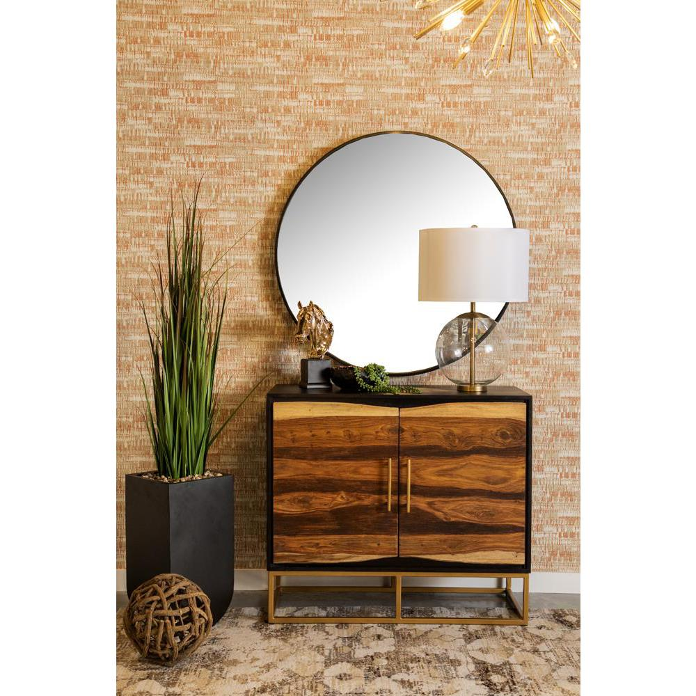 Zara 2-door Accent Cabinet Black Walnut and Gold