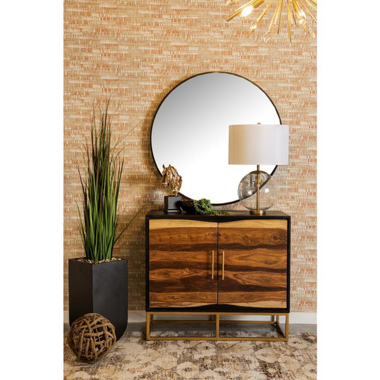 Zara 2-door Accent Cabinet Black Walnut and Gold