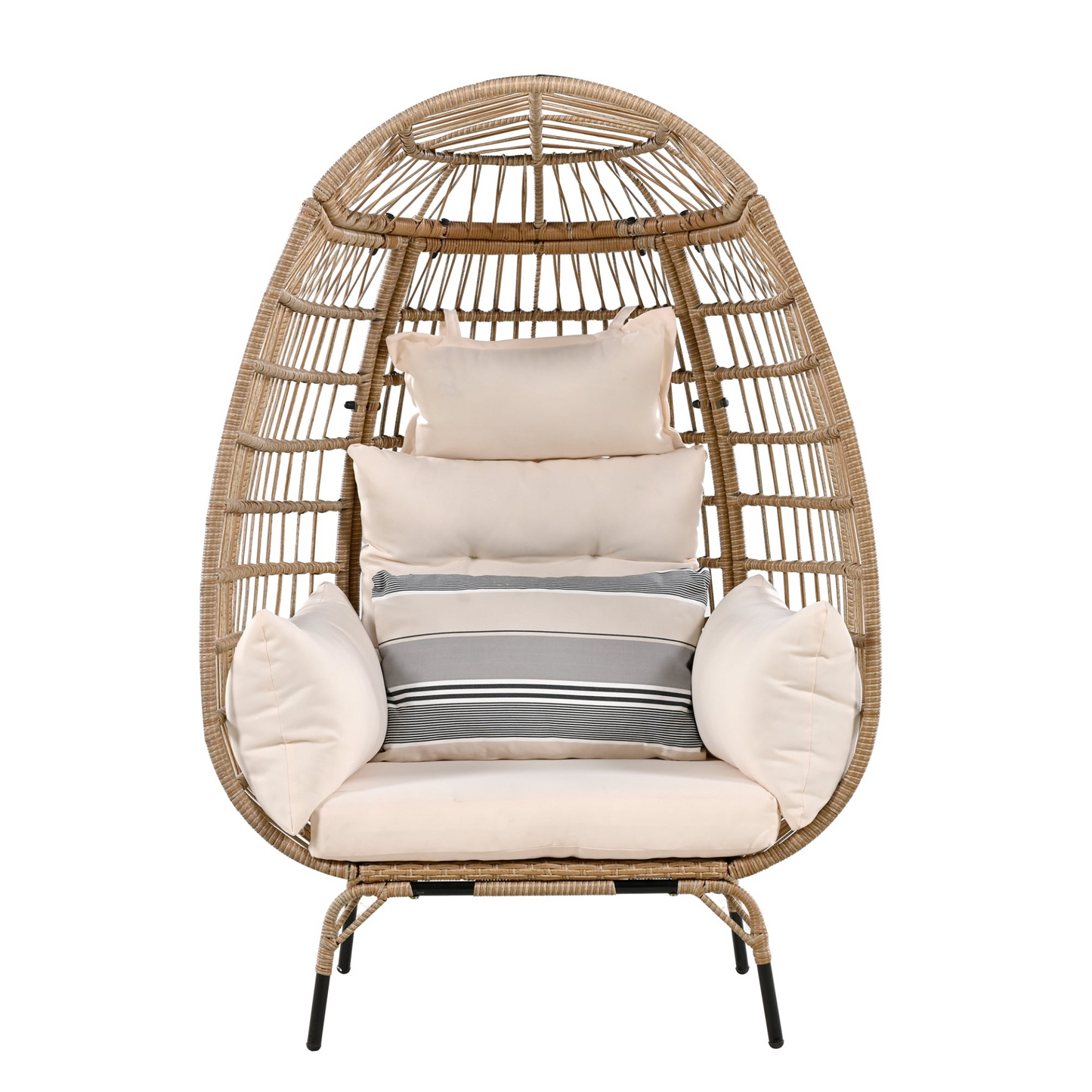 Rope Egg-shaped Chair with Removable Cushion, Suitable for Courtyard, Garden, Balcony.