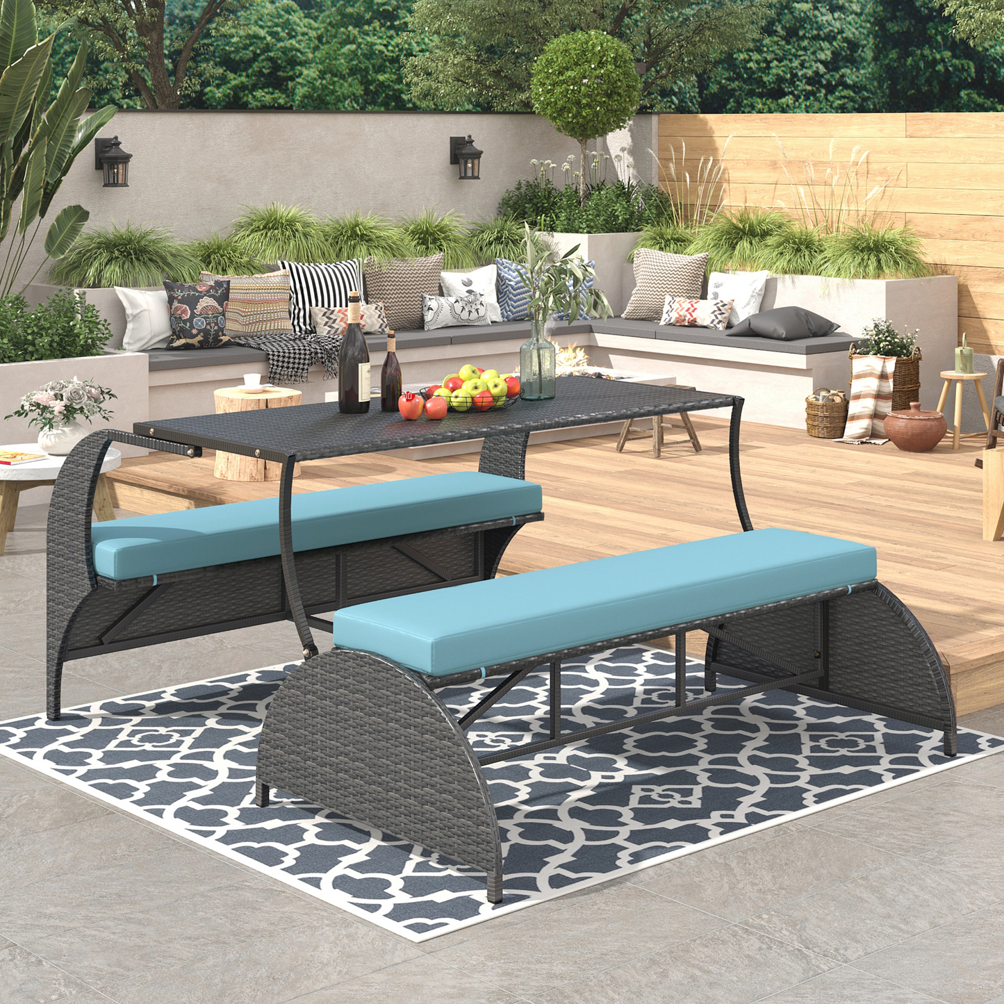 Outdoor Loveseat and Convertible to four seats and a table