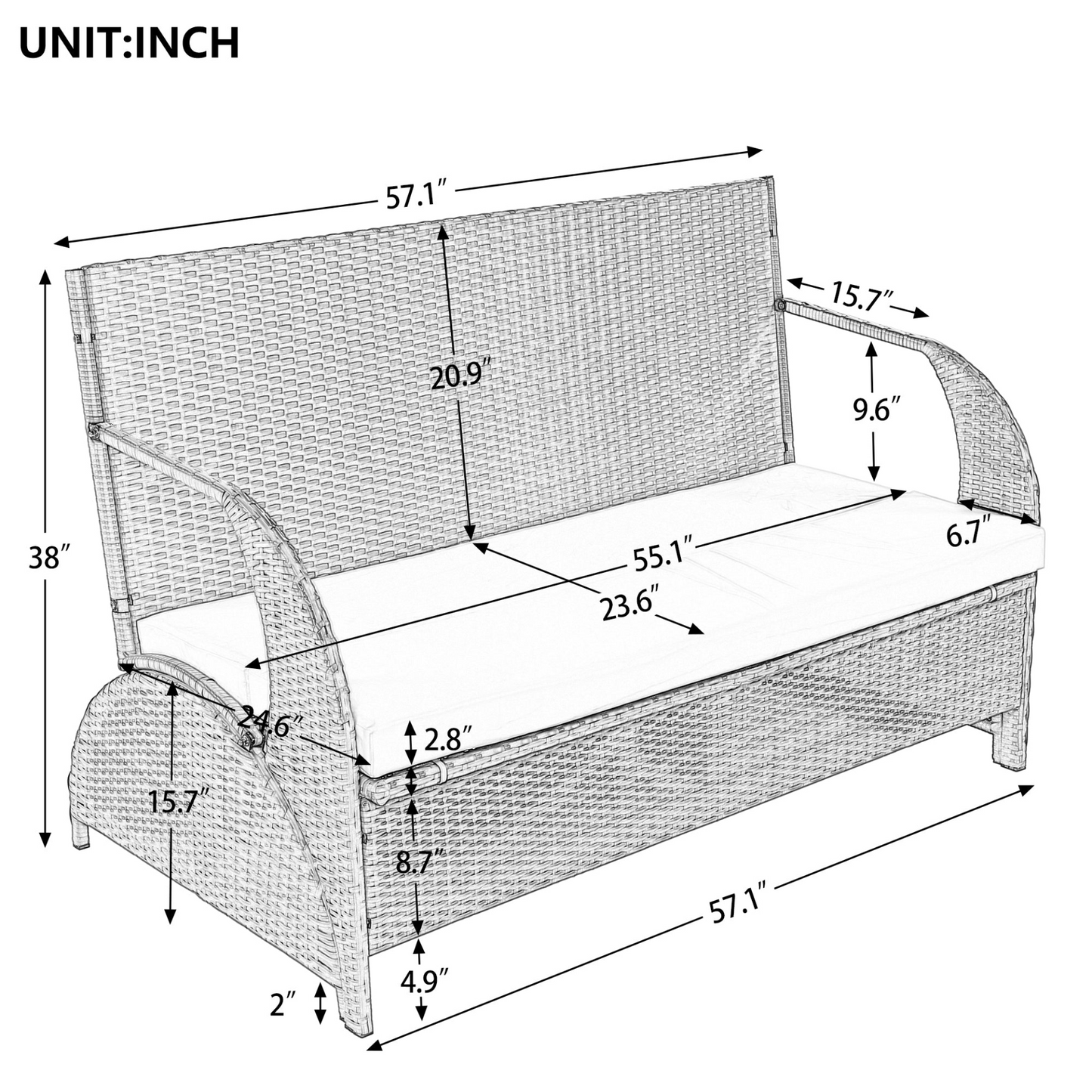 Outdoor Loveseat and Convertible to four seats and a table