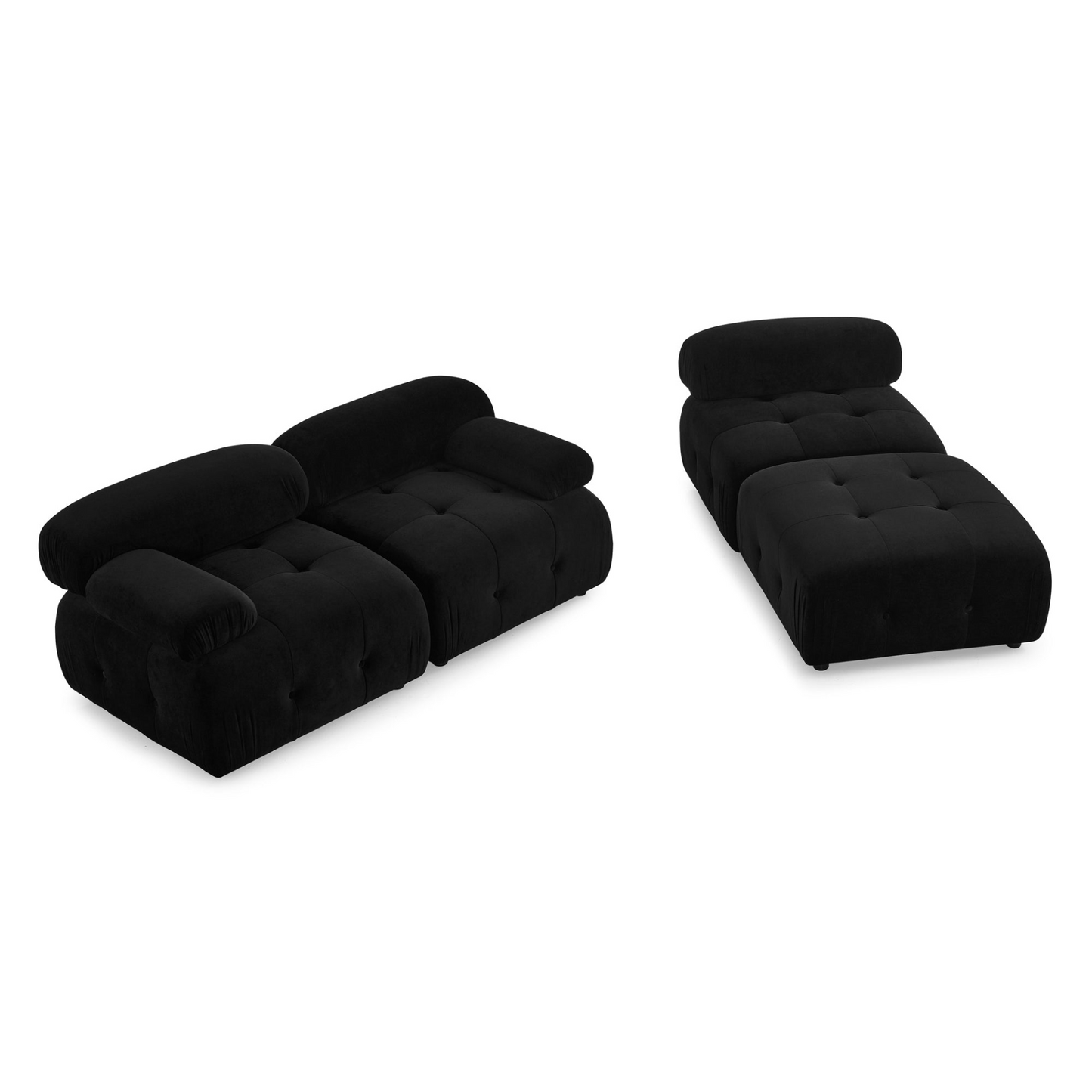 Modular Sectional Sofa, Button Tufted Designed and DIY Combination,L Shaped Couch with Reversible Ottoman, Black Velvet