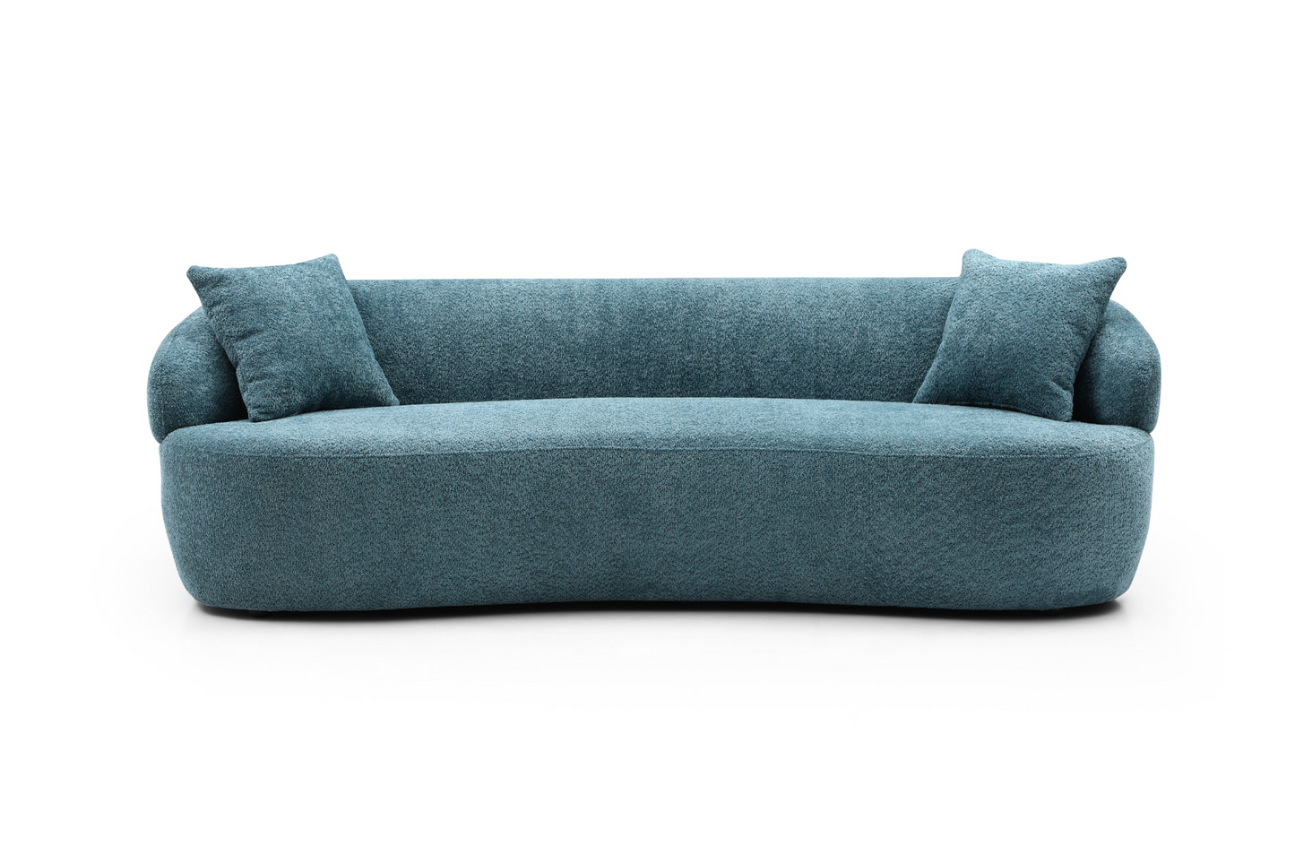 Blue Mid Century Modern Curved Sofa, 3 Seat Cloud couch Boucle sofa Fabric Couch for Living Room, Bedroom, Office