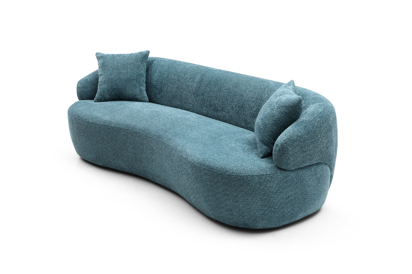 Blue Mid Century Modern Curved Sofa, 3 Seat Cloud couch Boucle sofa Fabric Couch for Living Room, Bedroom, Office