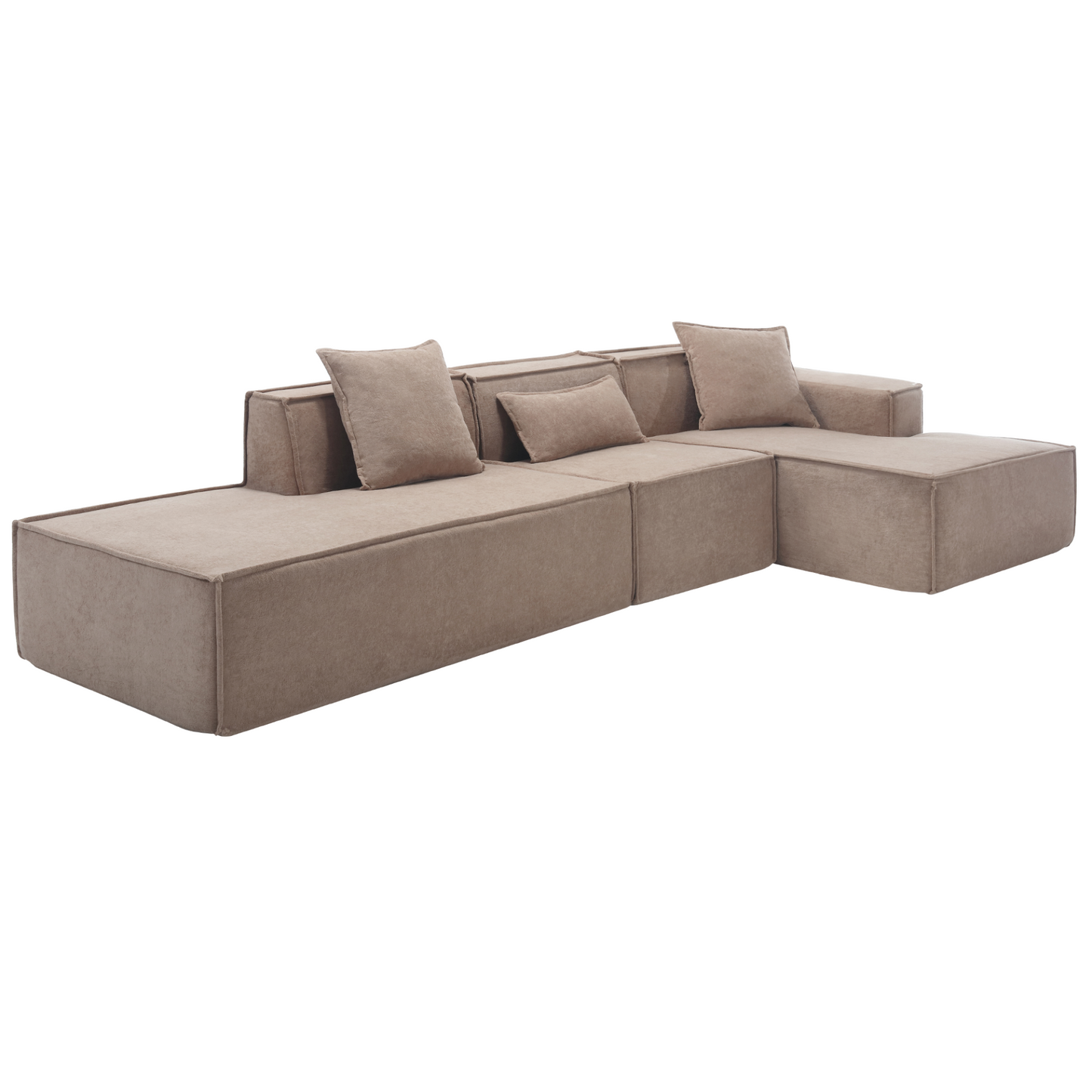 Modular combination living room sofa set, modern minimalist sofa, free installation sofa, L-shaped, Italian minimalist tofu block sofa,  Right-Hand Facing,Light Brown