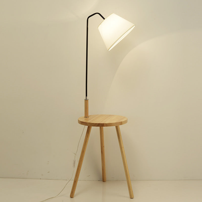 Modern Minimalist Living Room Vertical Wooden Coffee Table Floor Lamp