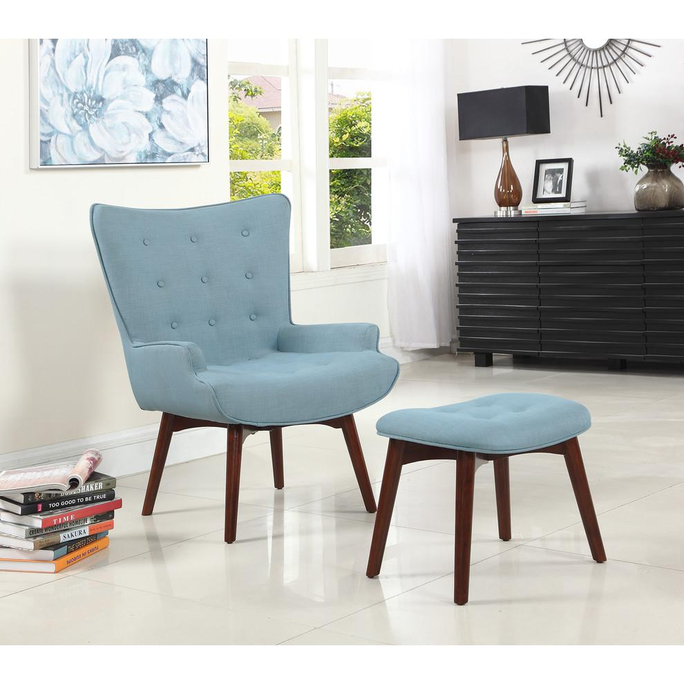 Best Master Mid-Century Fabric Upholstered Accent Chair with Ottoman - Capri